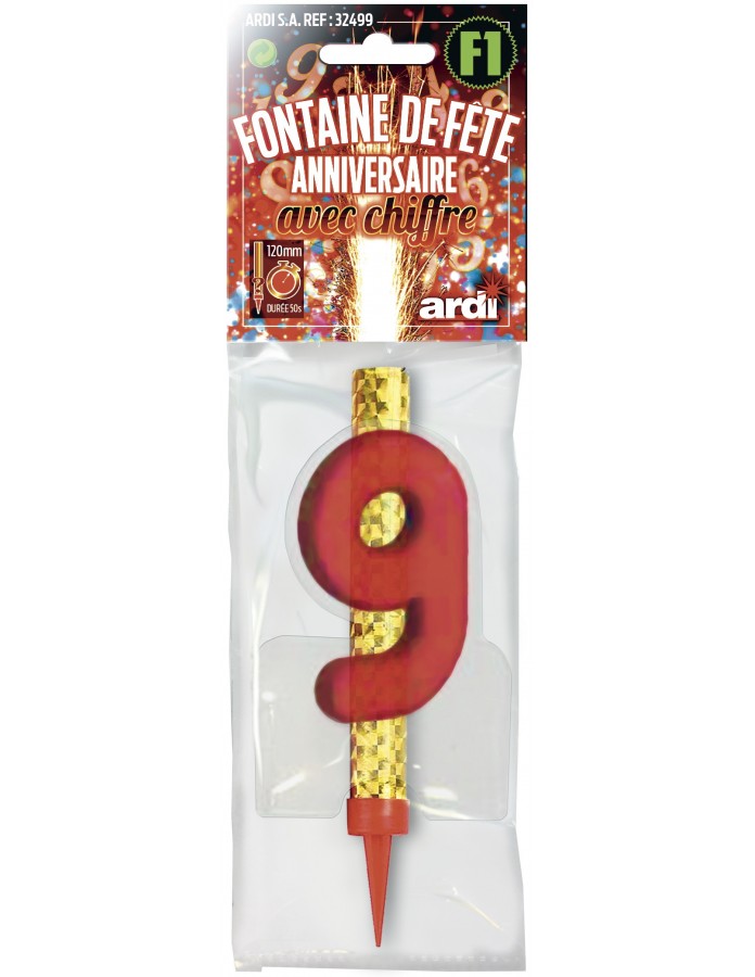 Fontaine d'étincelles chiffre 9