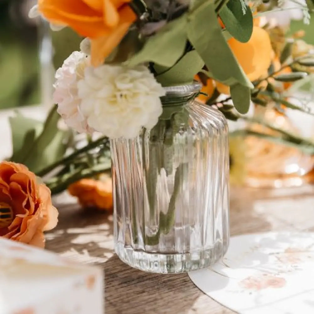 Vase Mathilde Verre Transparent Rainuré Ø6,5x10cm - 100ml