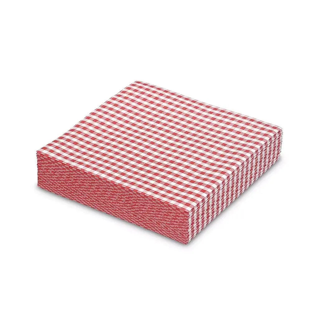25 Serviettes Airlaid ''Gala'' 40x40cm - Vichy Dark Red