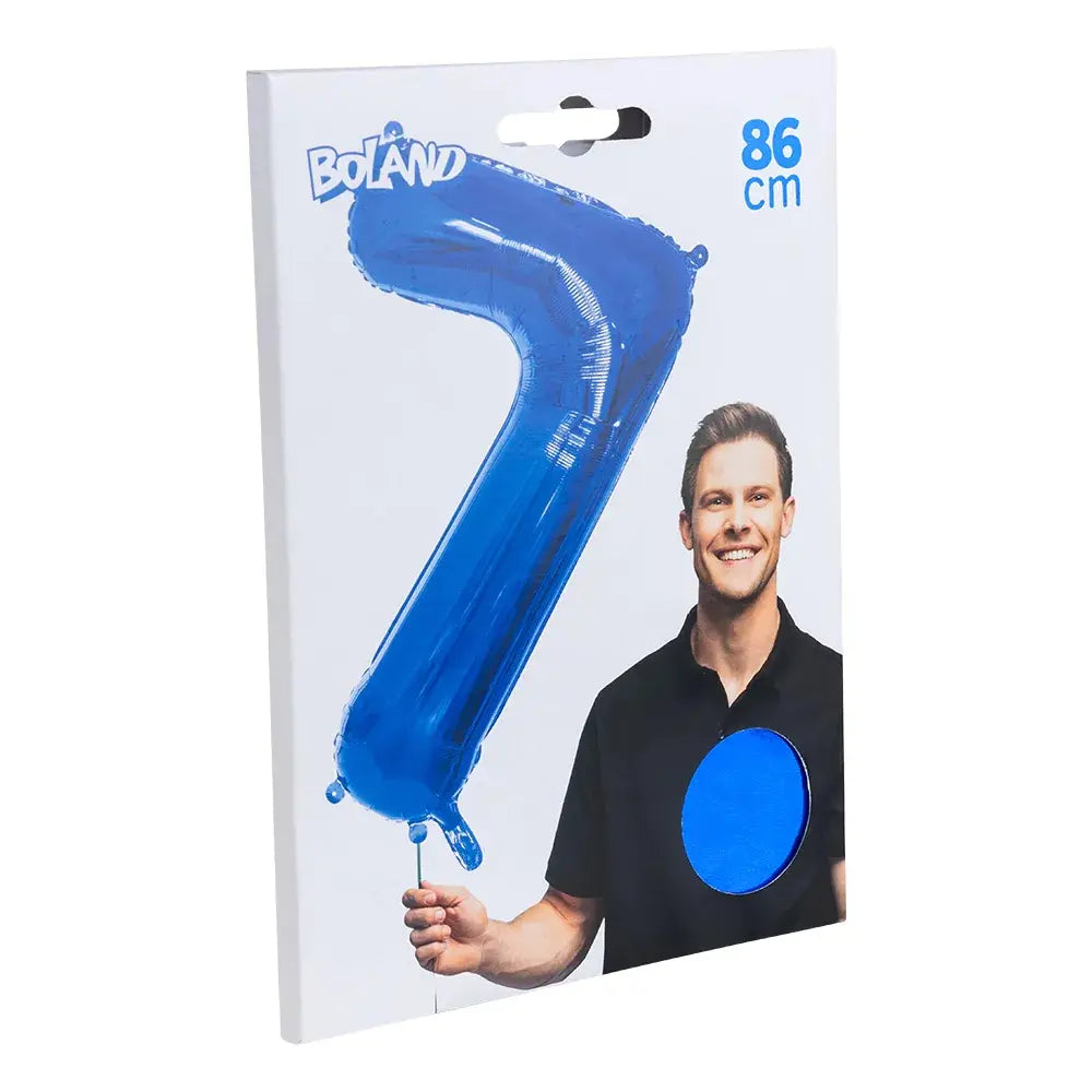 Ballon en aluminium '7' - 86 cm - bleu
