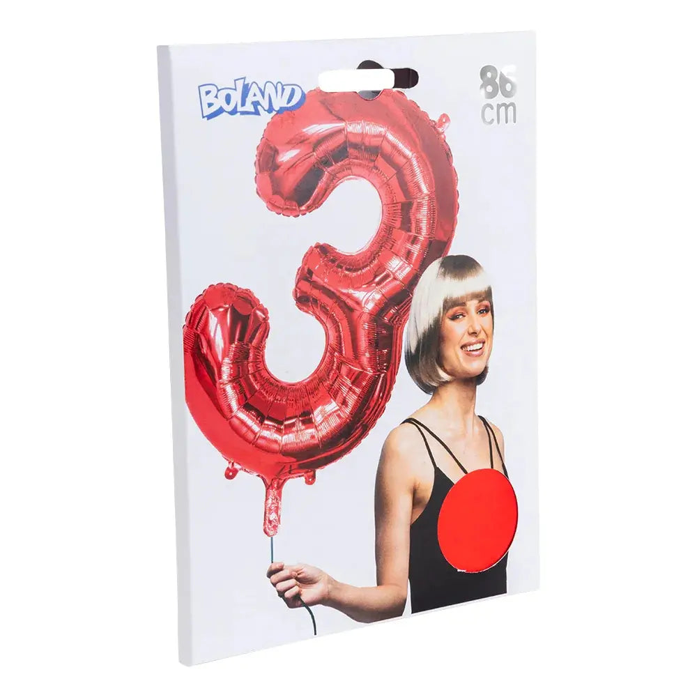Ballon en aluminium '3' - 86 cm - Rouge