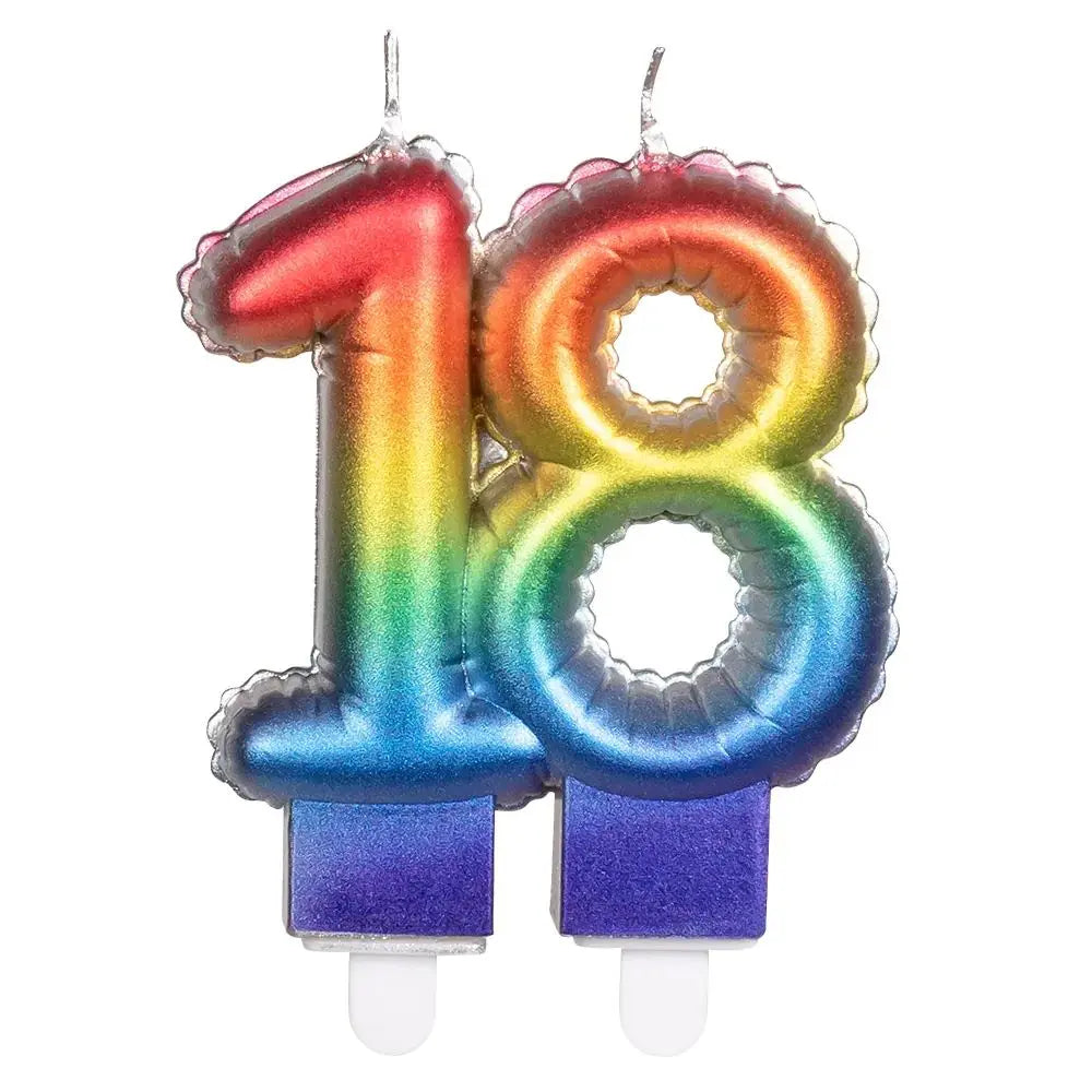 Bougie Chiffre "18" - Arc-en-Ciel