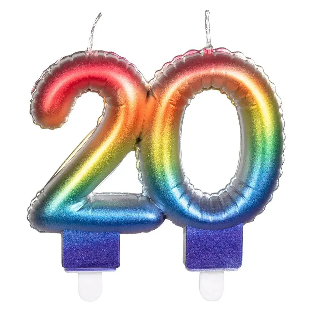 Bougie Chiffre "20" - Arc-en-Ciel