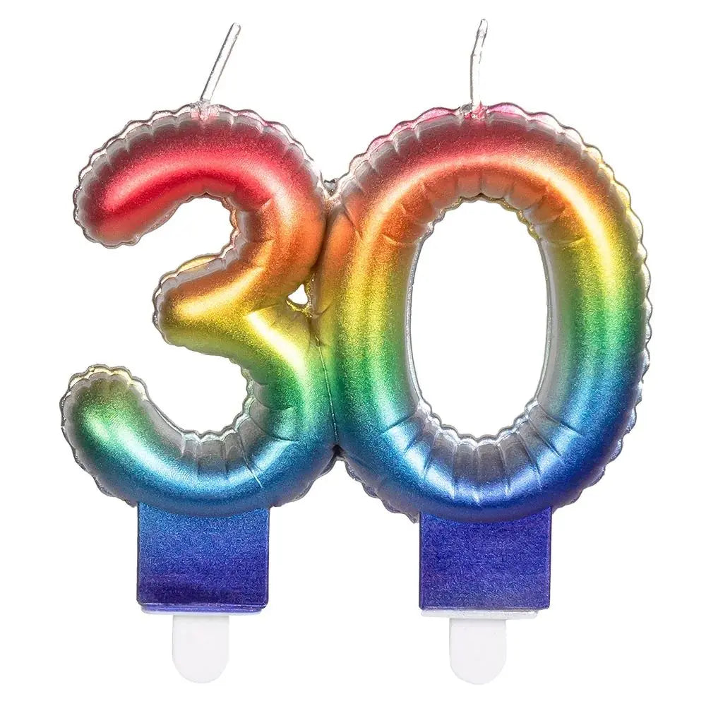 Bougie Chiffre "30" - Arc-en-Ciel