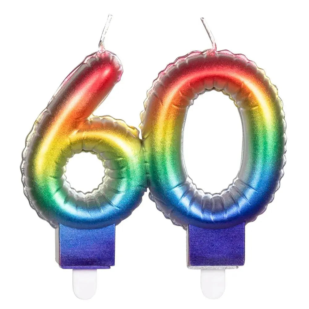 Bougie Chiffre "60" - Arc-en-Ciel