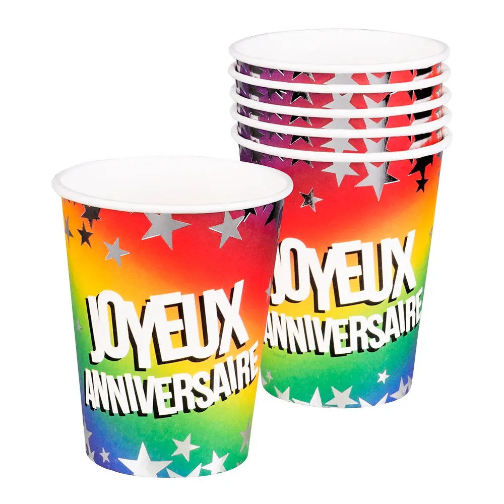 Set 6 Gobelets en carton "Joyeux Anniversaire"