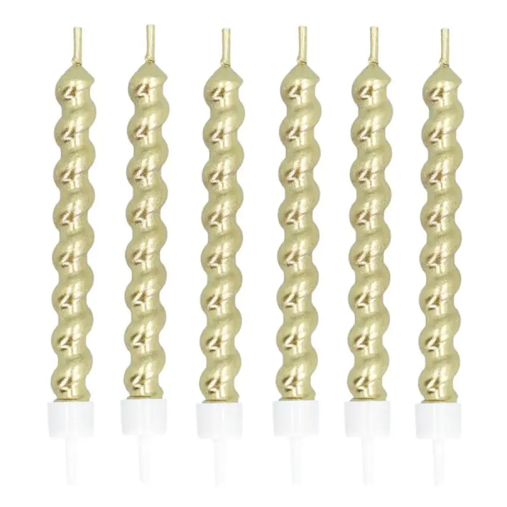 6 Bougies "Swirl Or" avec support