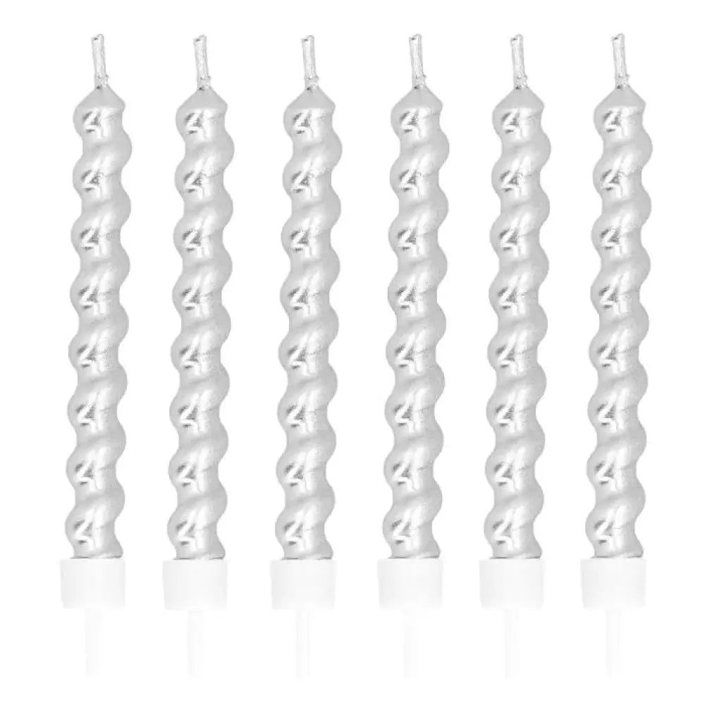 6 Bougies "Swirl Argent" avec support