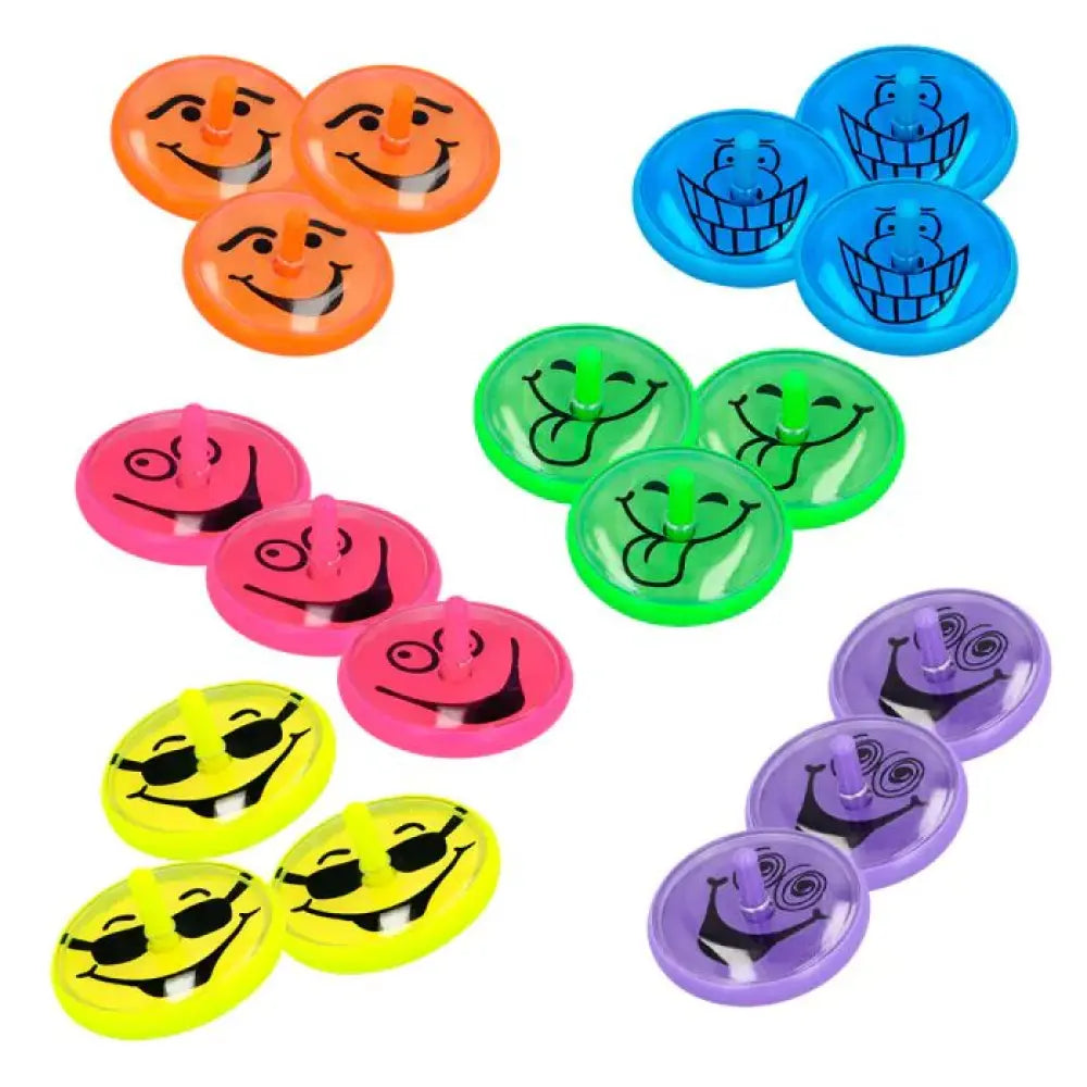 Set 18 Toupies ''Souriantes'' - 6 couleurs (4 cm)