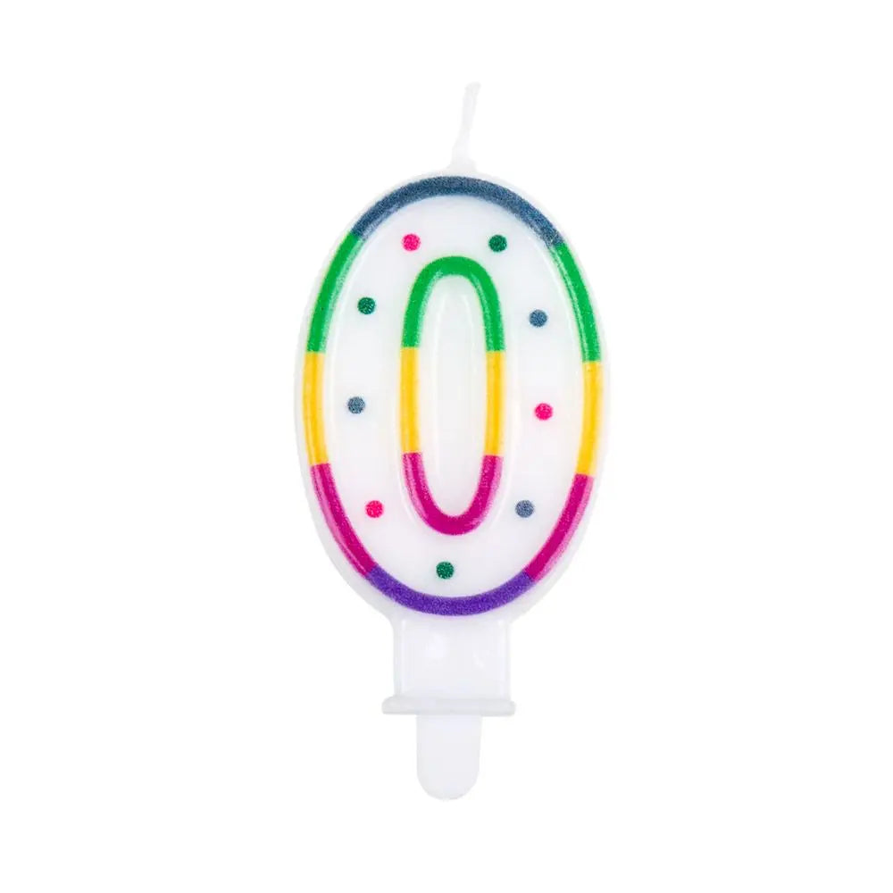 Bougie Chiffre "0" - Multicolore Points