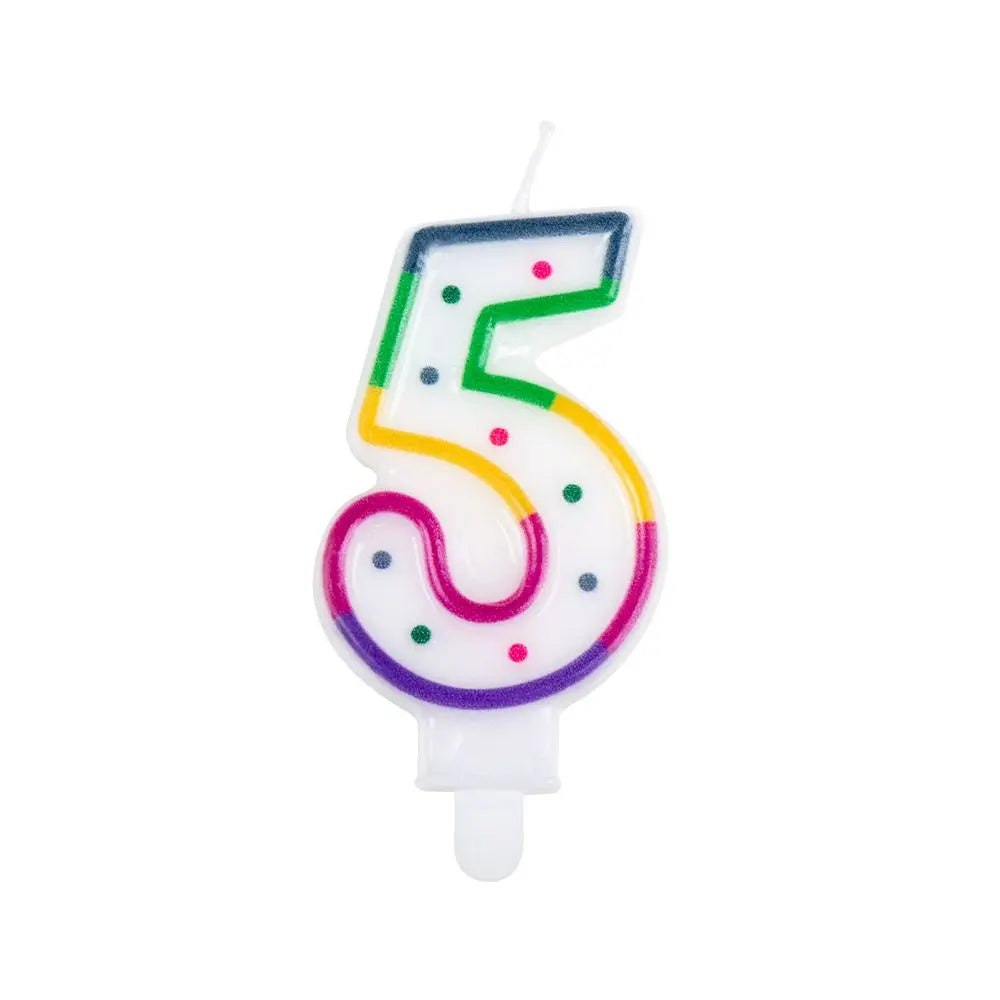 Bougie Chiffre "5" - Multicolore Points