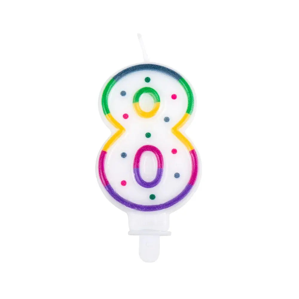 Bougie Chiffre "8" - Multicolore Points