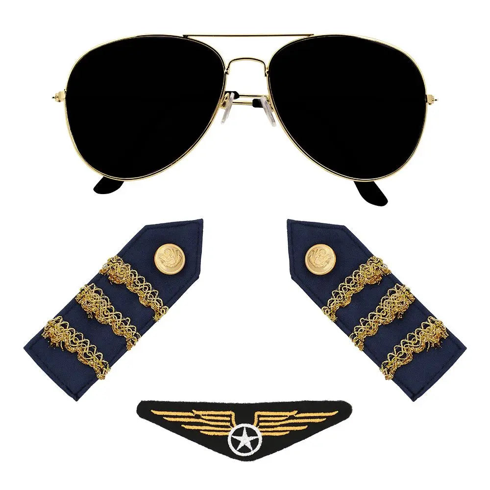 Set Pilote (lunettes, badge et épaulettes)