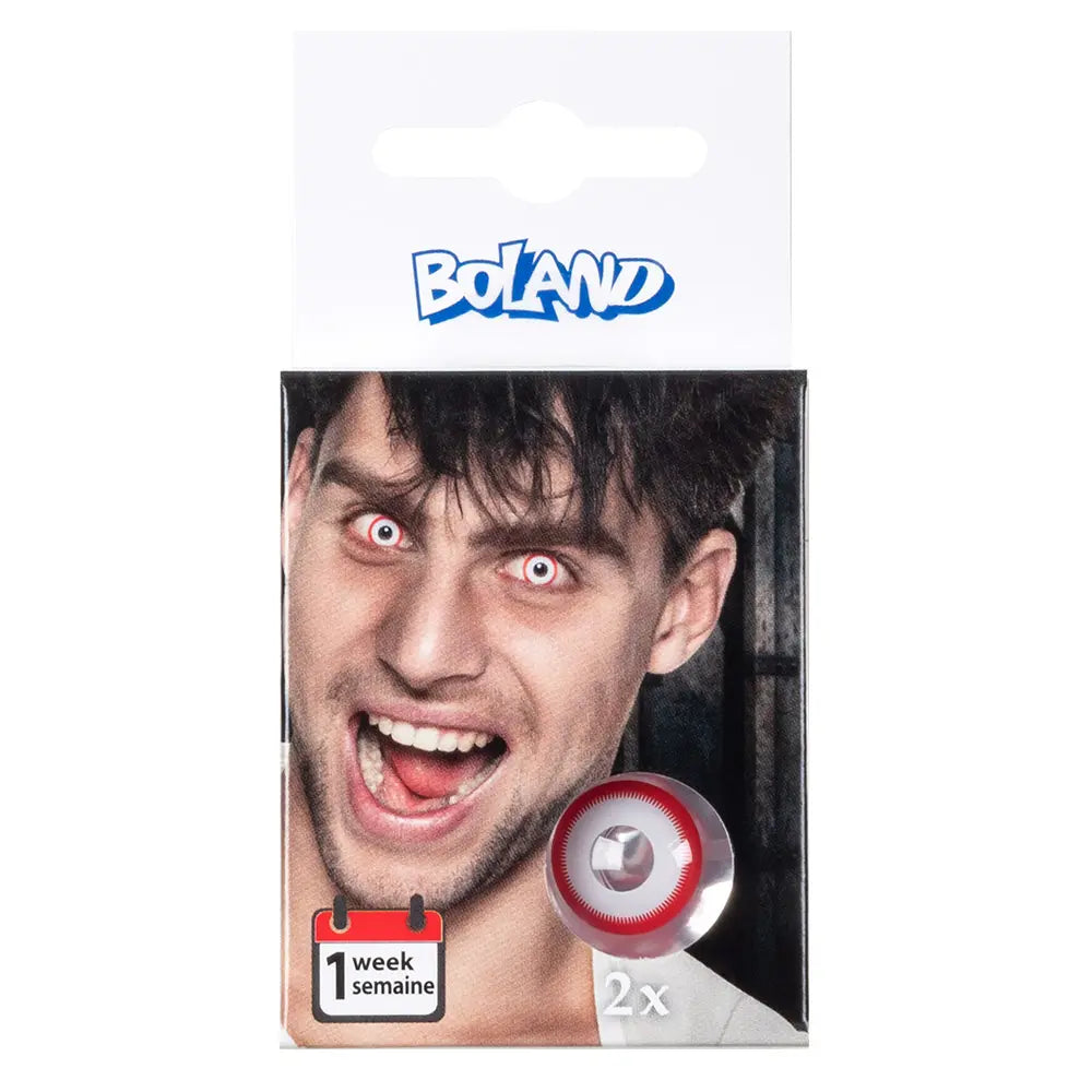 Lentilles Psycho - Blanches iris cerclé rouge - 1 semaine