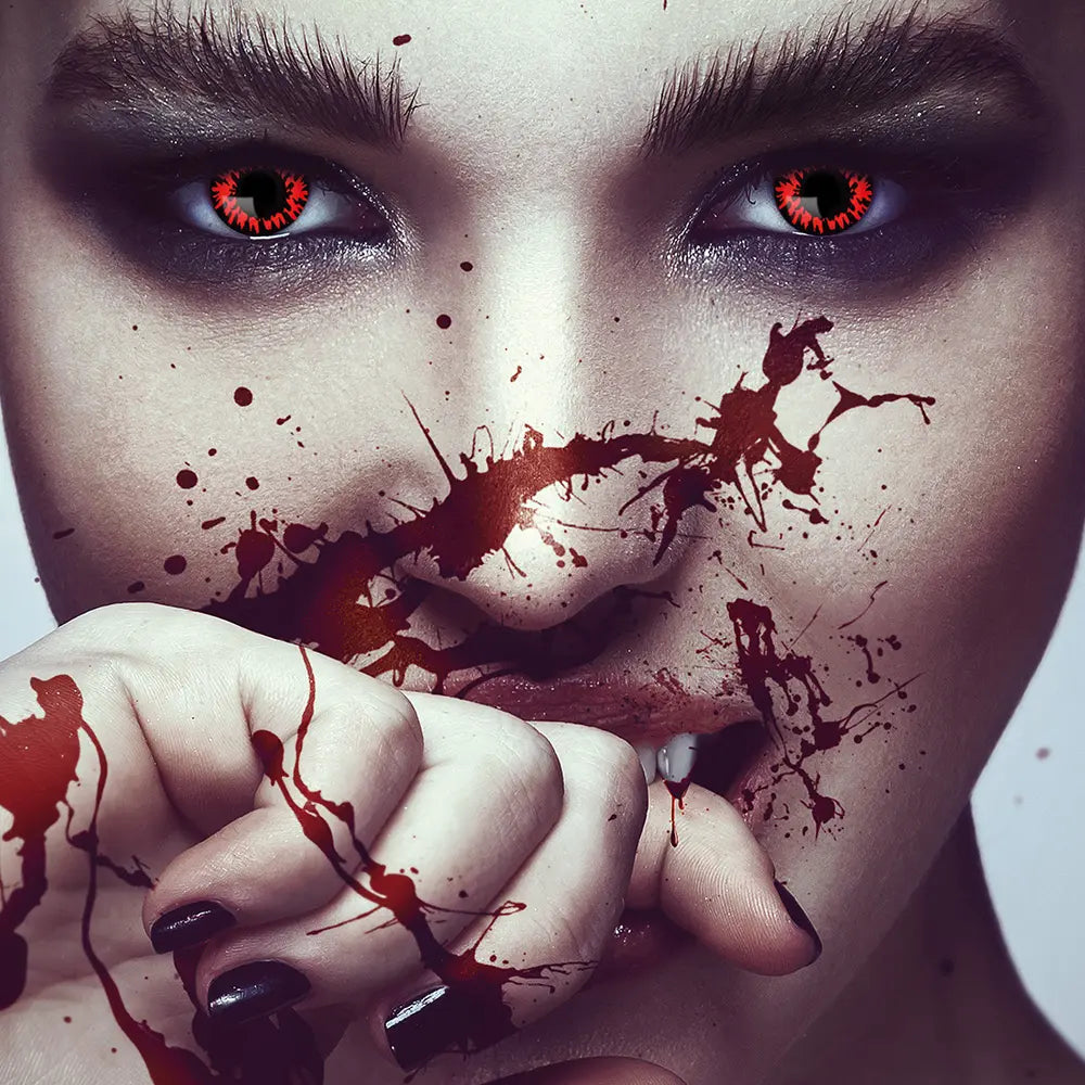 Lentilles Bloodsucker - Rouges motif spirale noire - 1 semaine