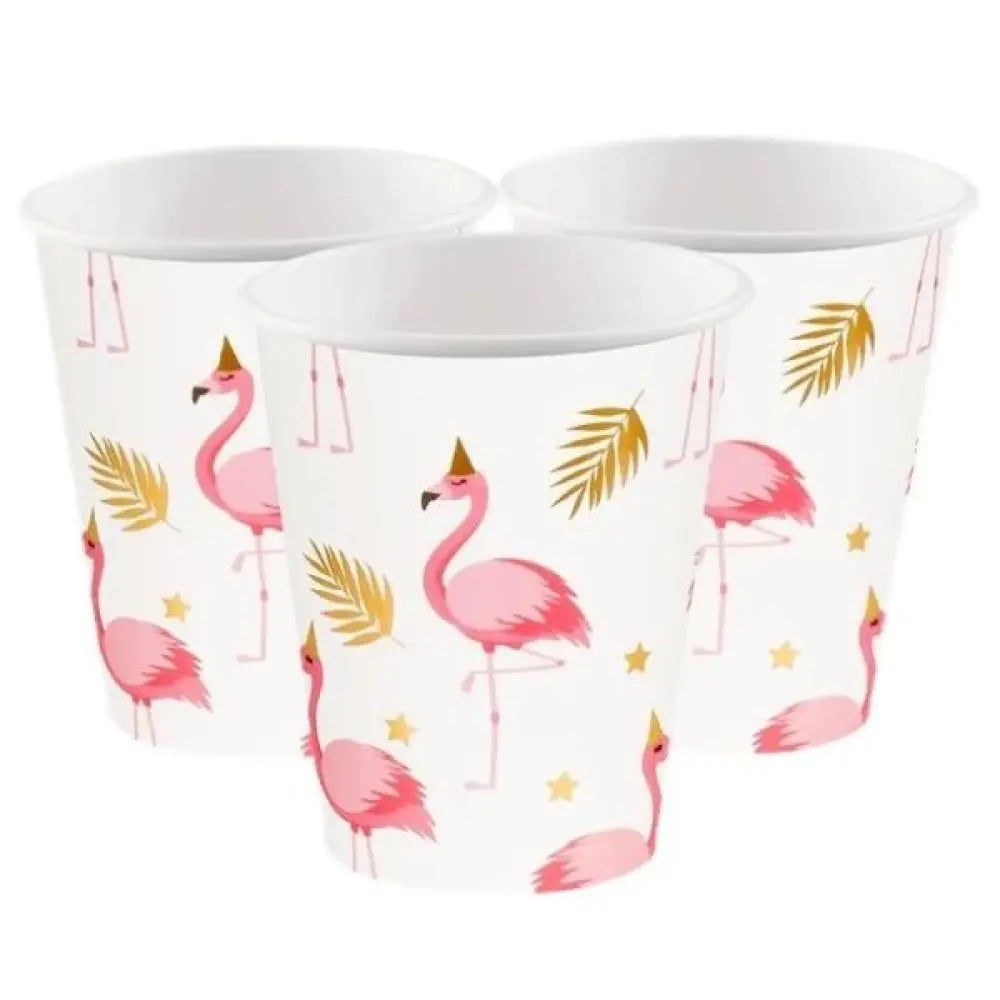 6 Gobelets en Carton 25cl - Flamants Roses