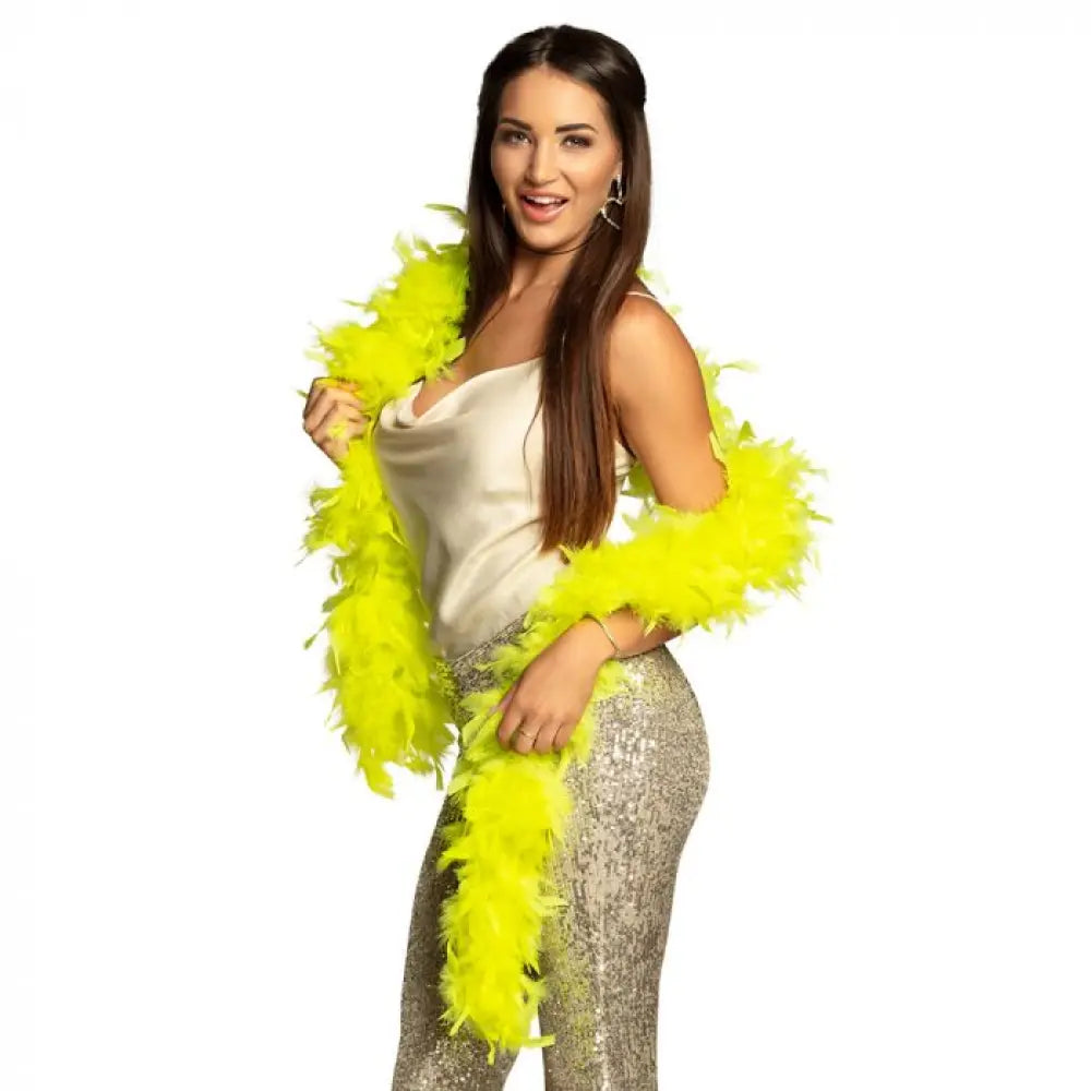 Boa à plumes Jaune Fluo 65 Grs 180 cm