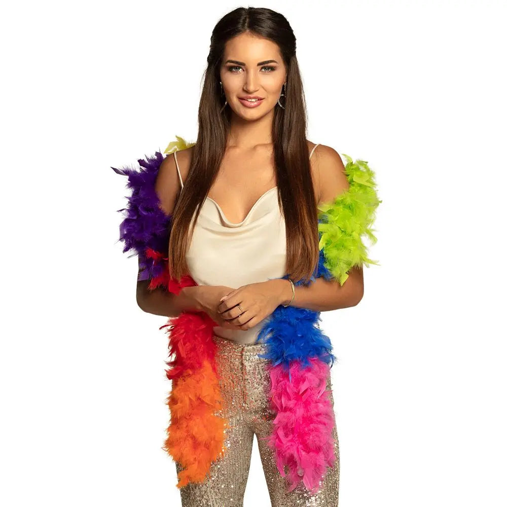 Boa à plumes Arc-en-ciel 65 Grs 180 cm