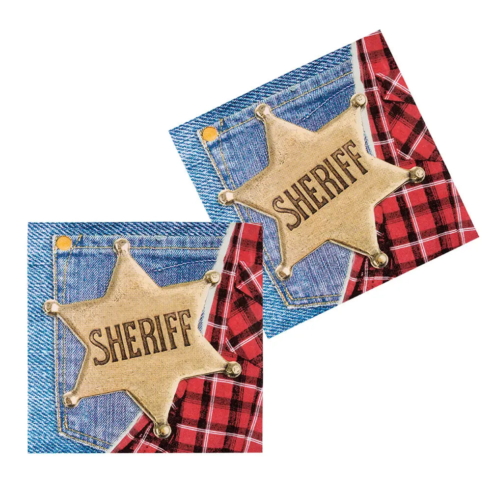 12 Serviettes en Papier 33x33cm - Wild West 'Sheriff'