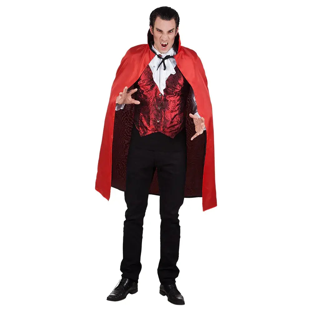 Cape avec Col Vampire - Noir ou Rouge Réversible - 120 cm