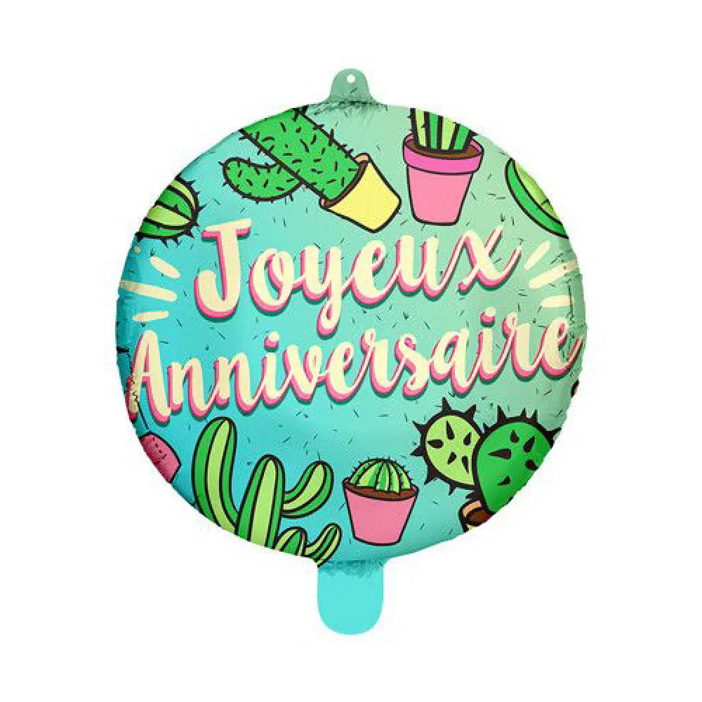 Ballon Alu 45cm - Joyeux Anniversaire Cactus