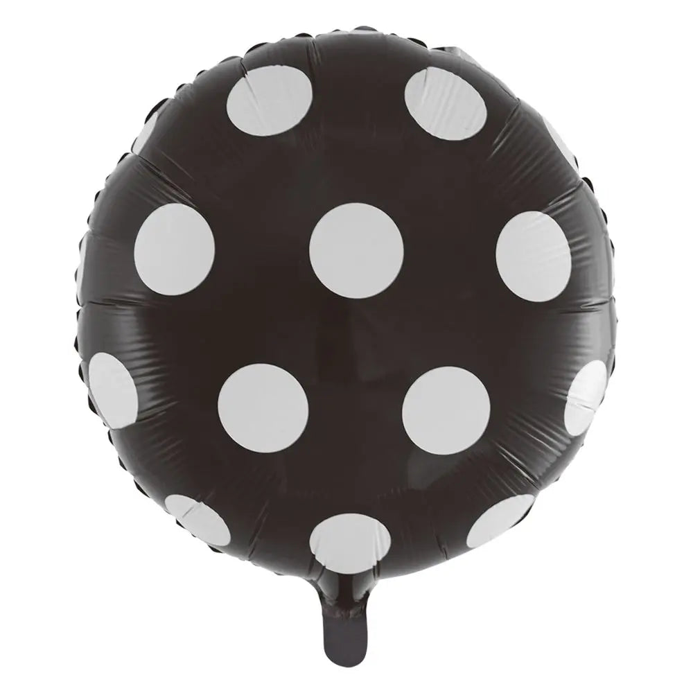 Ballon Alu Rond 18'' Pois Noir