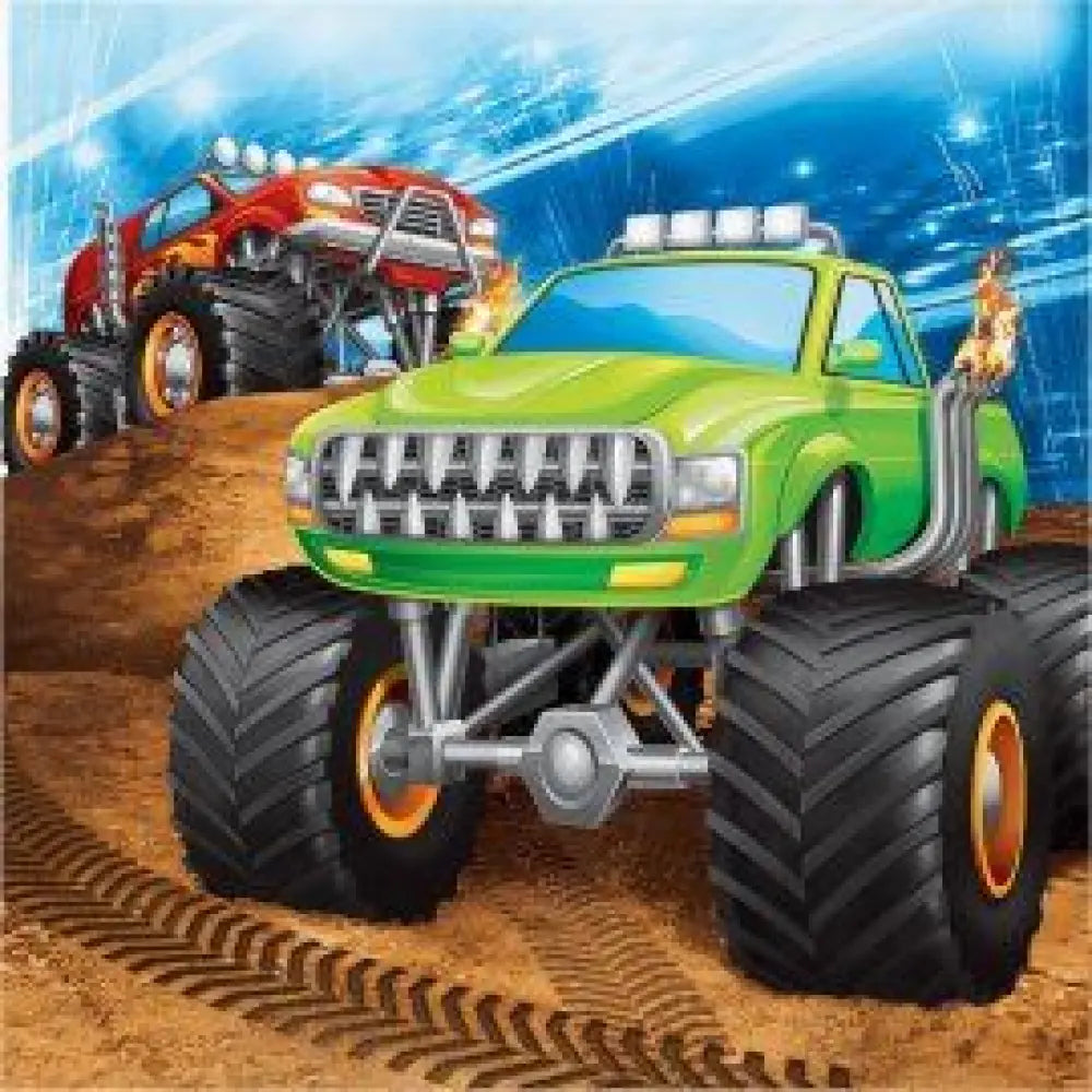 16 Serviettes en Papier 33cm - Monster Truck Rallye
