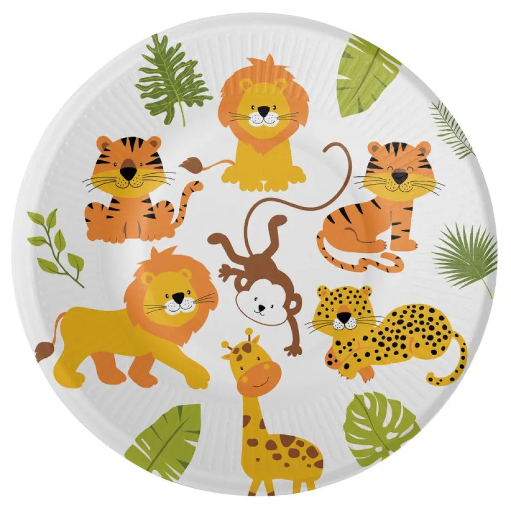 8 Assiettes en Carton 23cm - Happy Jungle