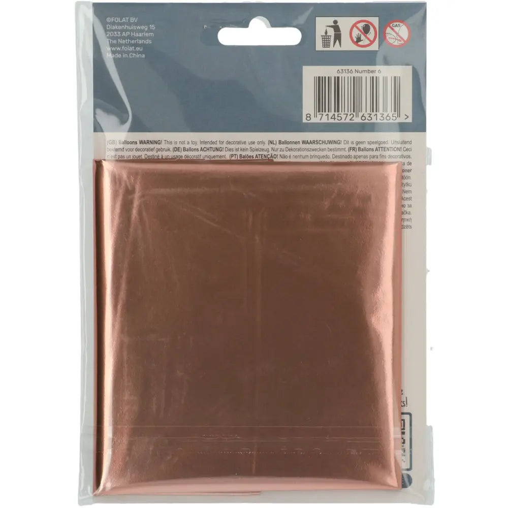 Ballon Chiffre 6 Rose Gold 86cm