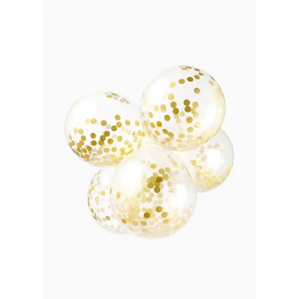 Ballon Transparent - Confetti Or - Vendu par 6 - Ø 12 / 30 cm