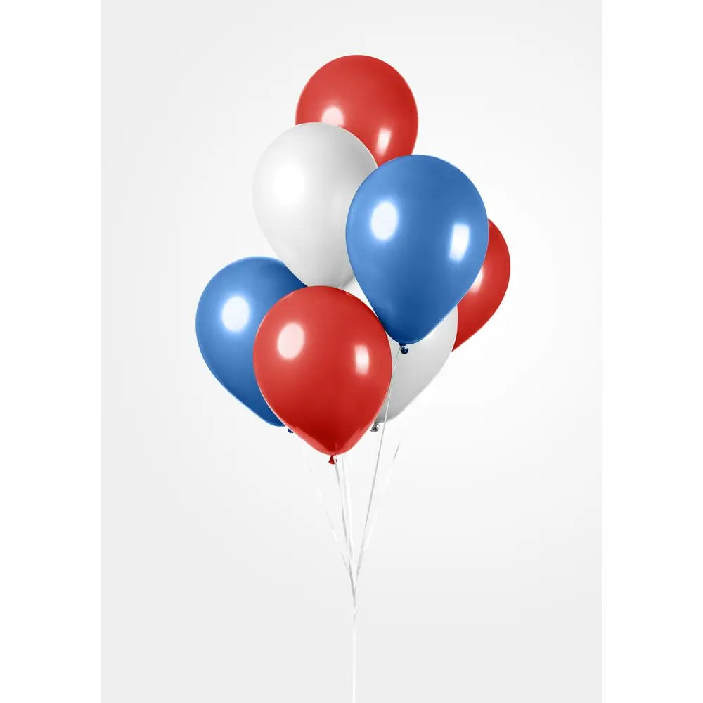 Ballon Bleu Blanc Rouge - Basique - Vendu par 10 - Ø 12 / 30 cm