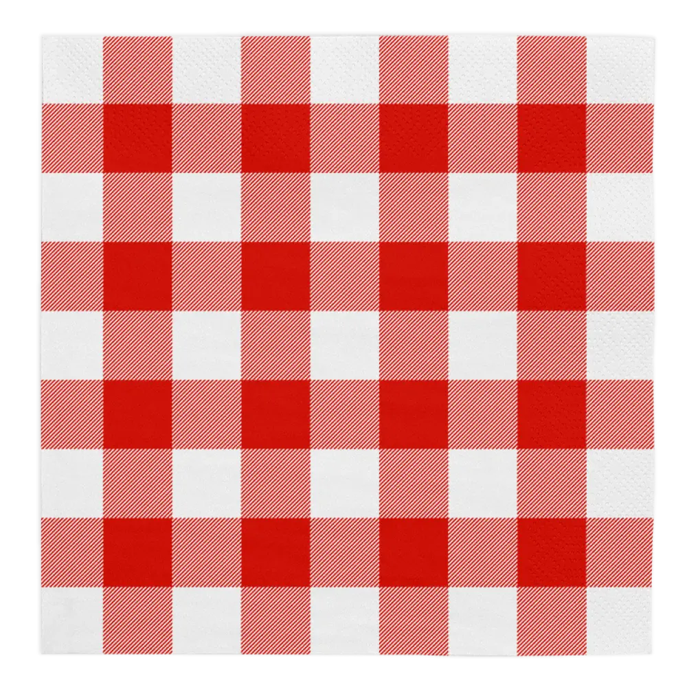 20 Serviettes en Papier 33x33cm - Rouge Vichy