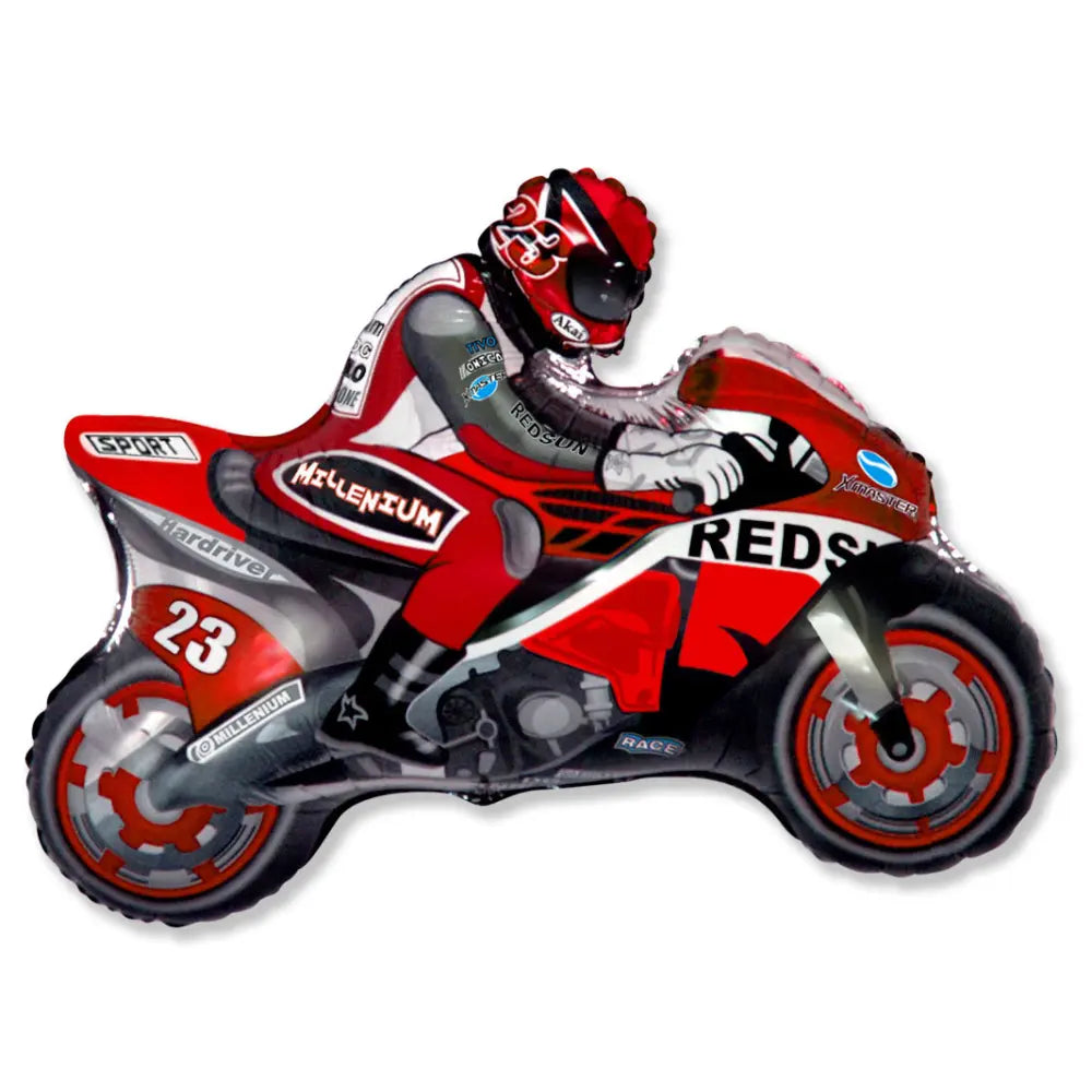 Ballon Alu 27 x 33'' - Moto de Course Rouge