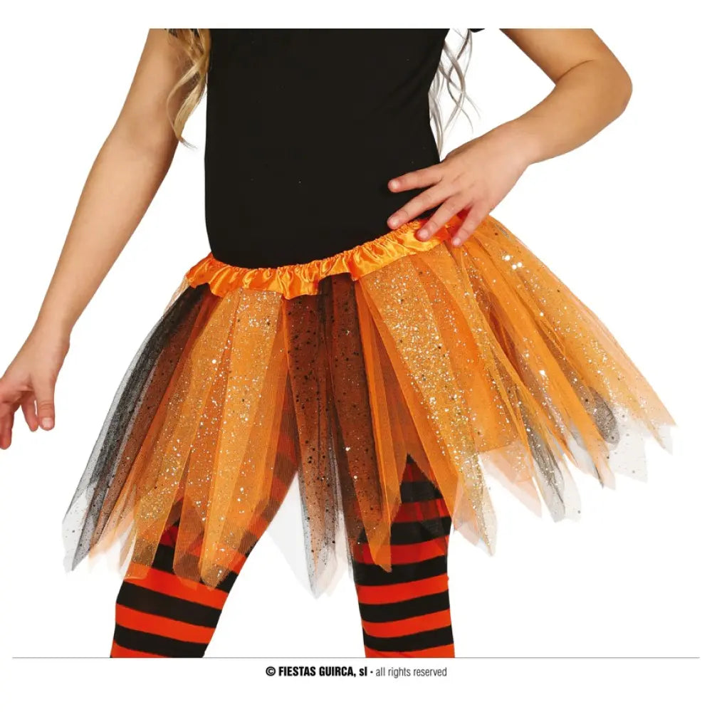 TUTU ENFANT ORANGE-NOIR BRILLANT 30 CMS