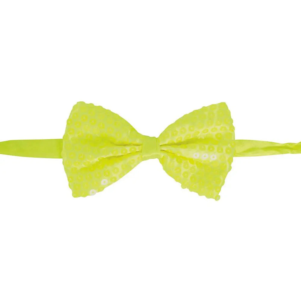 Nœud Papillon Sequins Jaune Fluo