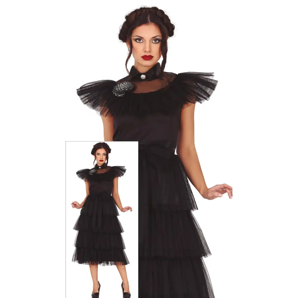 Costume Adulte "Mercredi Addams Wednesday Gothique" - S - Taille 36–38