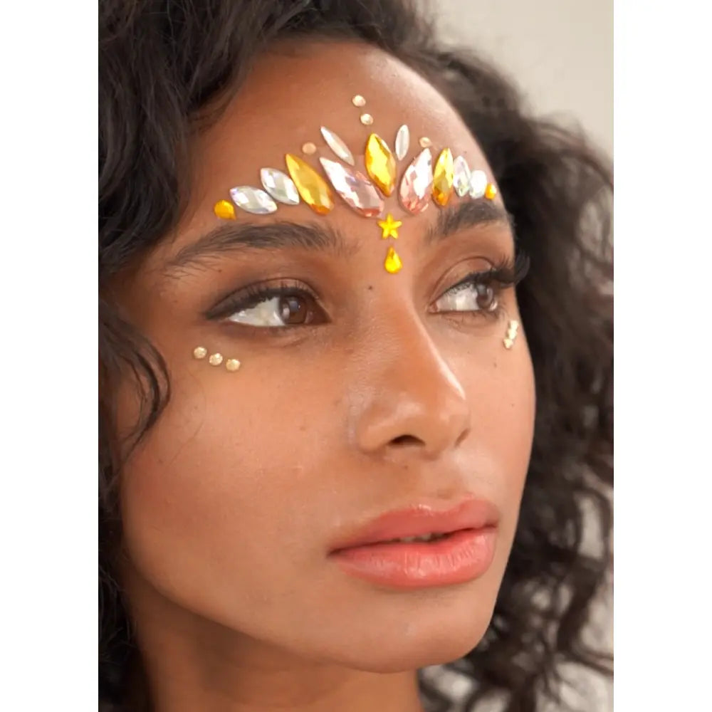 Strass Autocollant - Sunset Goddess - Argent - Rose & Jaune - Glitter