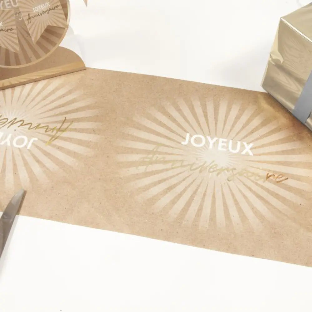 Chemin de Table Imitation Coton - "Joyeux Anniversaire" - 3m