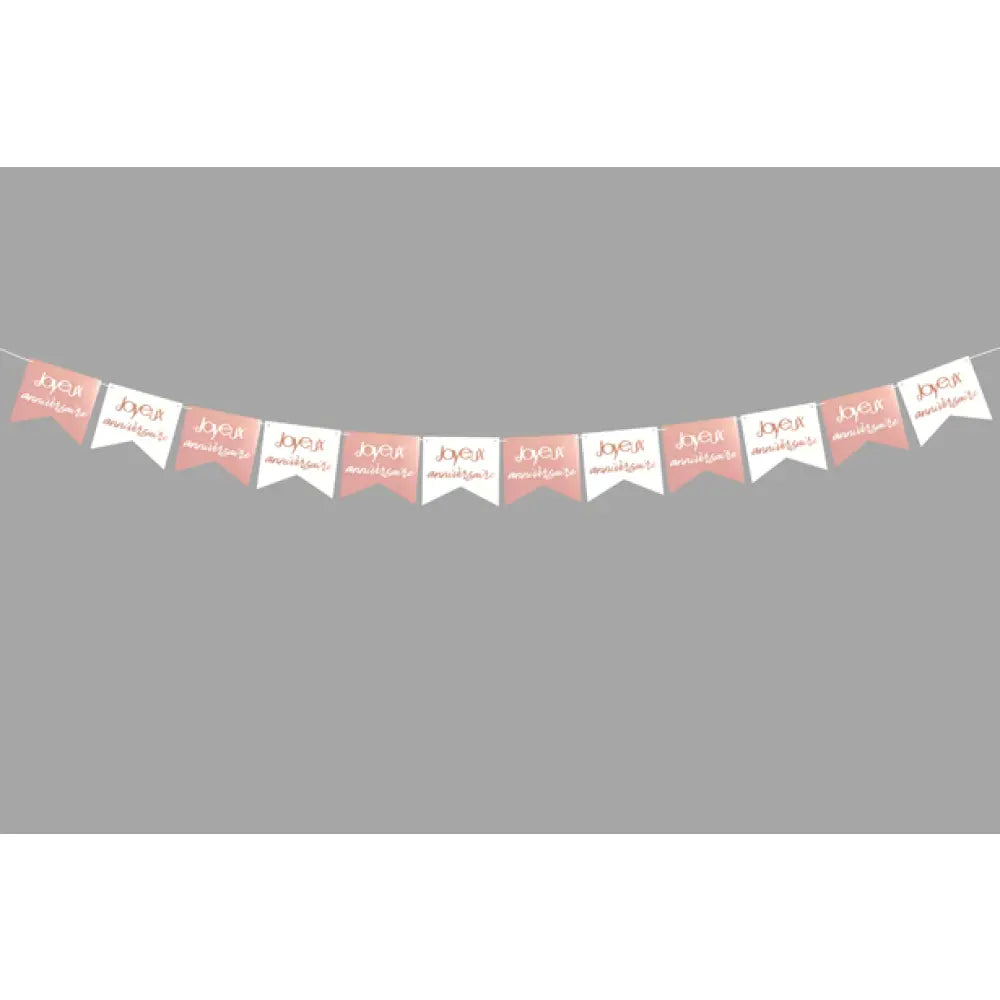 Guirlande 12 Fanions - Rose Gold & Blanc