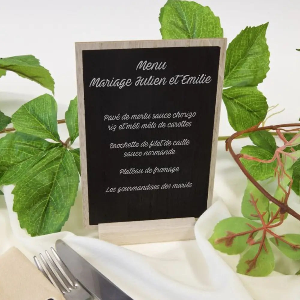 Ardoise menu en bois - 12 x 19 cm