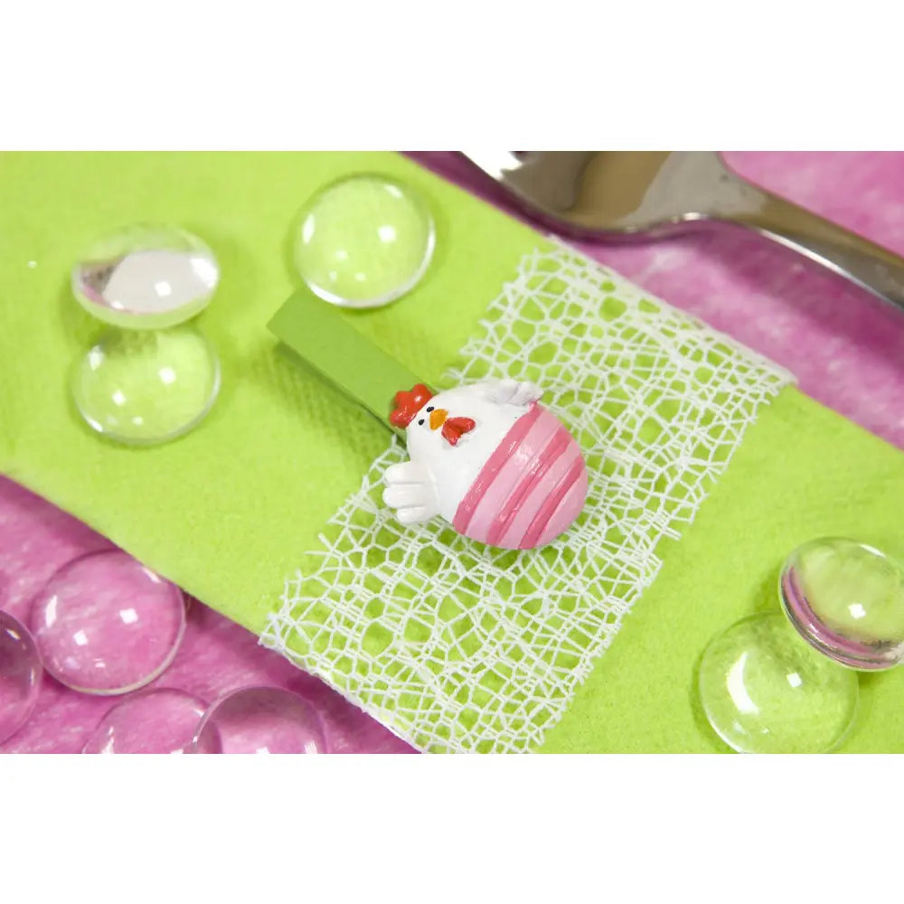 4 Pinces / Épingles Déco Poule "Pâques"