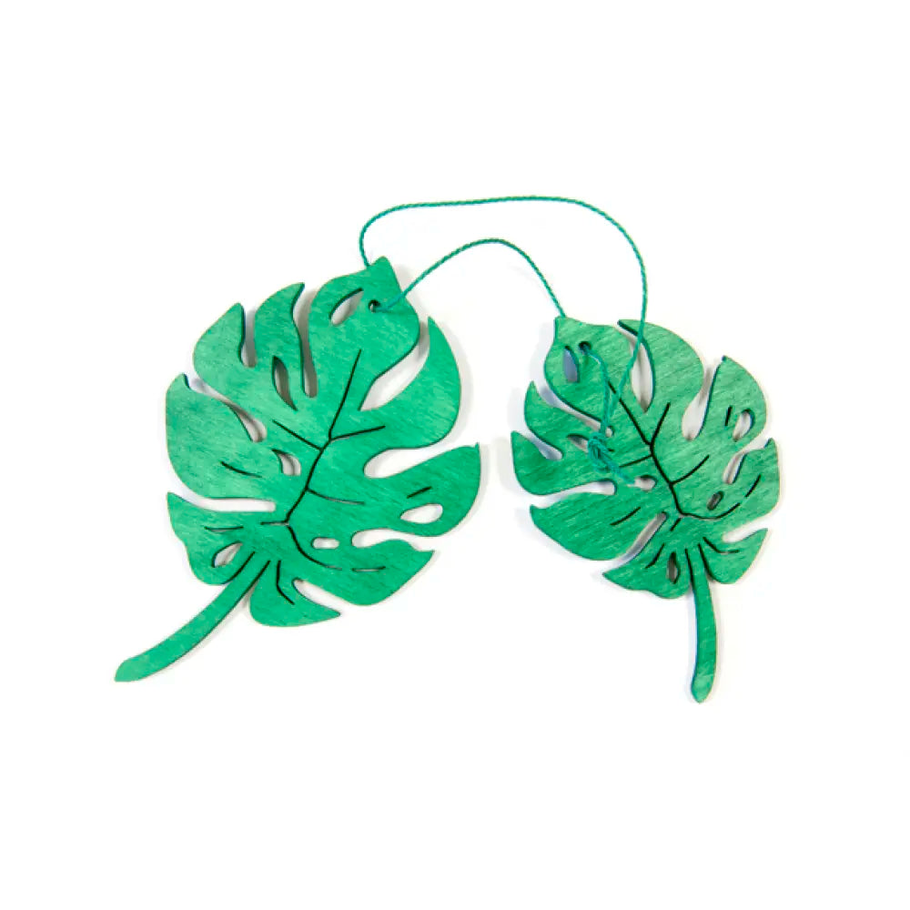 2 Feuilles de Philodendron en Bois - Vert - Moyen Modèle