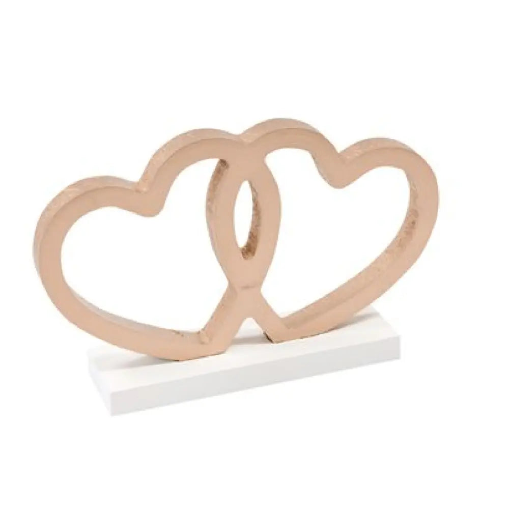 Cœurs Enlacés en Bois, sur socle - Rose Gold