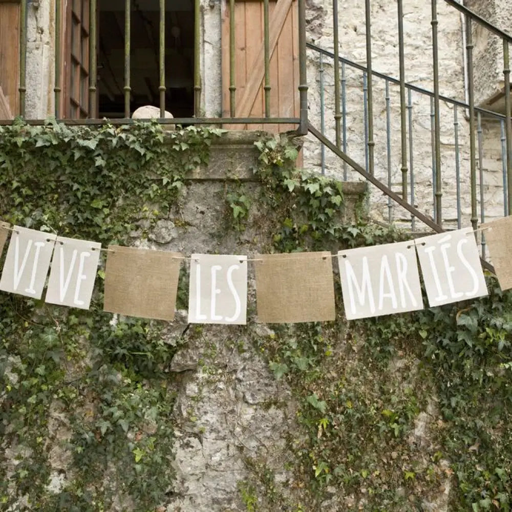 Guirlande "Vive les Mariés" en Toile et Jute - 4m