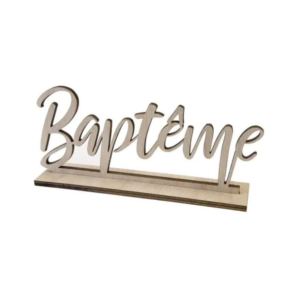 Déco de table "Baptême" en bois - 18 x 8 cm