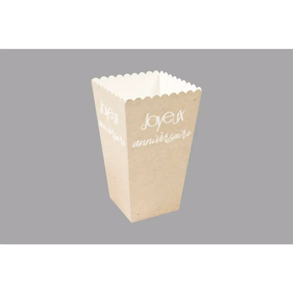 BOITE POPCORN FACON KRAFT JOYEUX ANNIVERSAIRE (x 6)