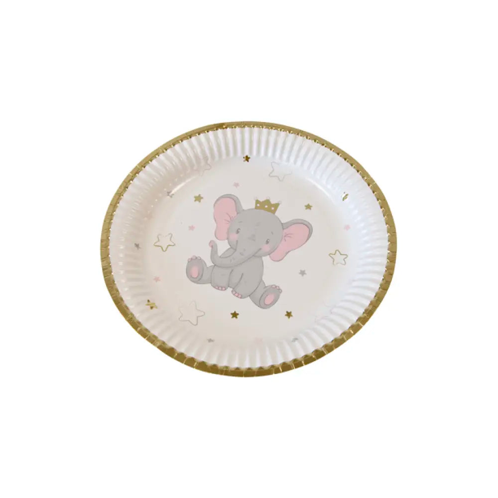 6 Assiettes en Carton D18cm - Eléphant