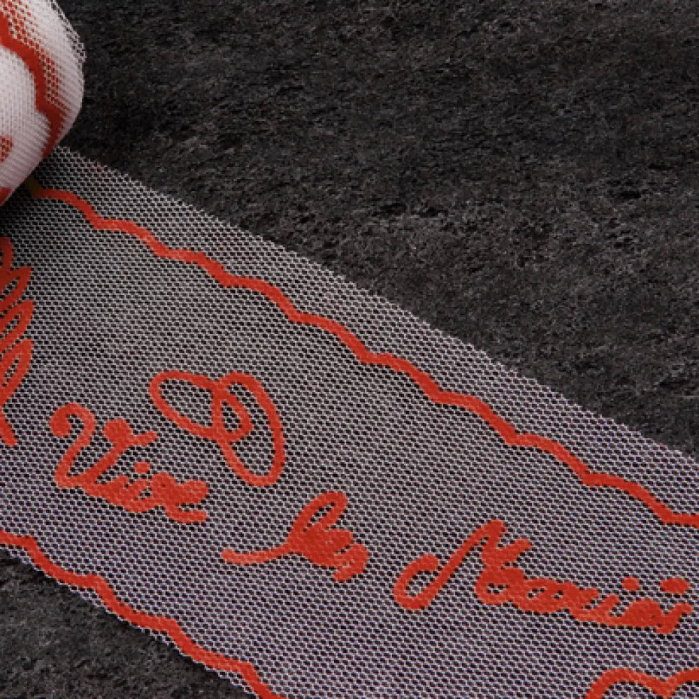 Tulle "Vive les Mariés" Rouge - H8cm - 10m