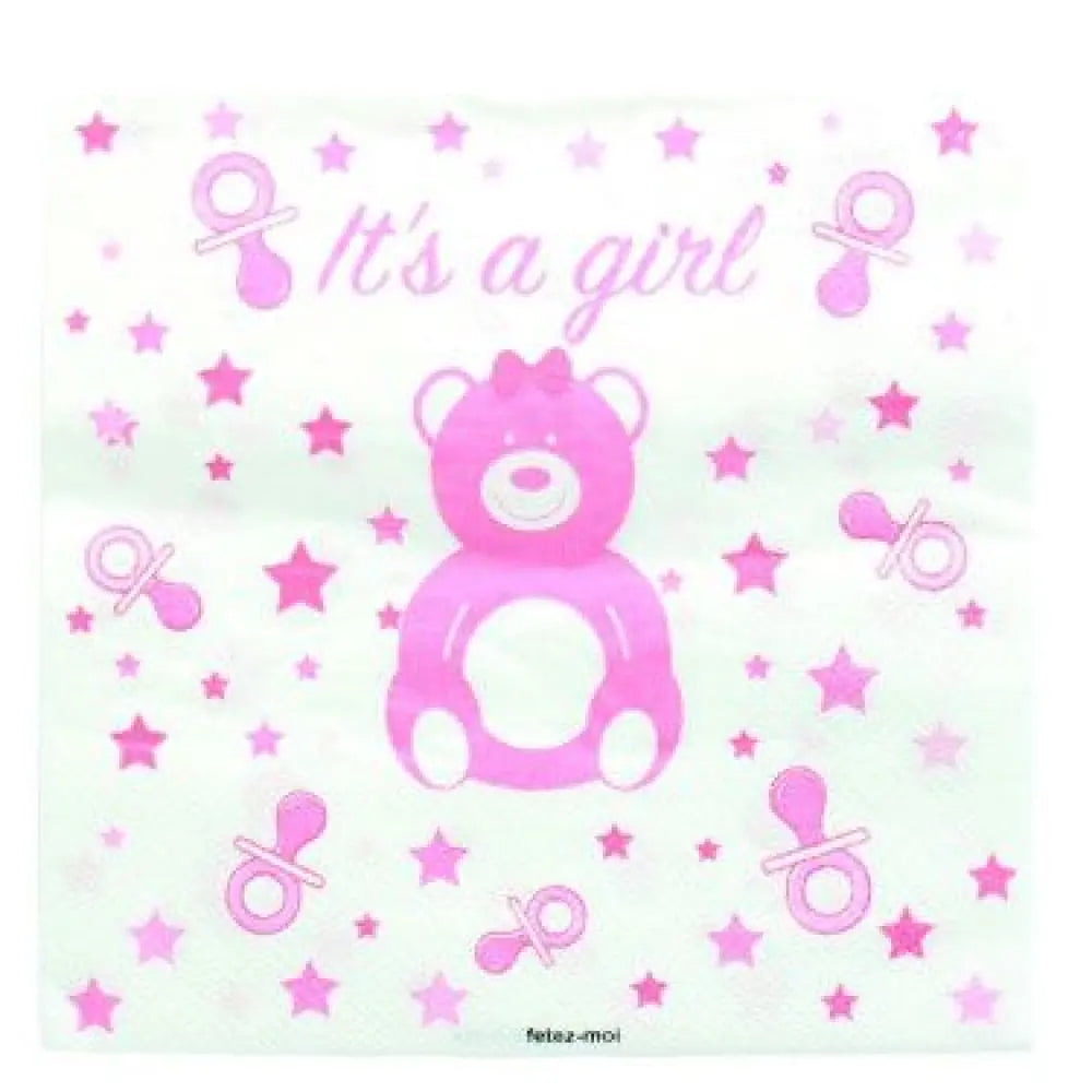 20 Serviettes en Papier 33x33cm - Baby Shower ''It's a Girl''