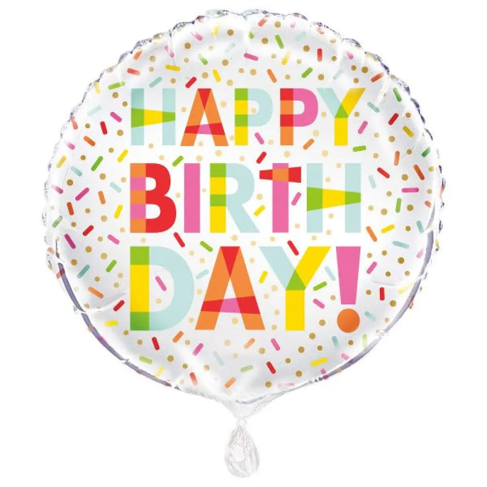 Ballon Alu 45cm - Happy Birthday Confetti